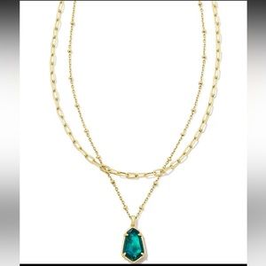 Kendra Scott Alexandria Gold necklace in teal illusion